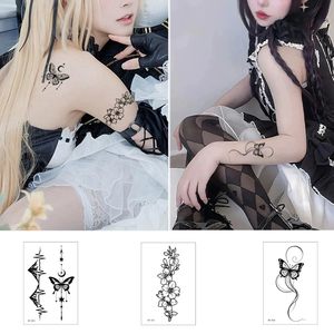 Tatuajes temporales de Mariposa Negra personalizados, 12 hojas, diseños florales, tatuajes impermeables, pegatinas de arte corporal impresas para mujeres - Product Image 2