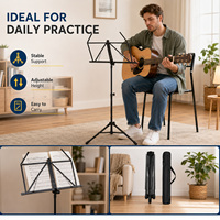 Support de partitions pliable portable en acier au carbone durable, réglable en hauteur, pour violon, guitare et orchestre