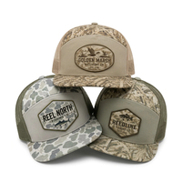 Casquette de camionneur en toile 7 panneaux motif camouflage canard pour la chasse et la pêche, avec logo personnalisé en cuir et fermeture snapback