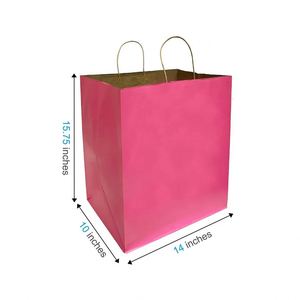 Bolsas de Papel Kraft Marrón Color Rosa con Asas Retorcidas de 14x10x15.75 Pulgadas - Product Image 1