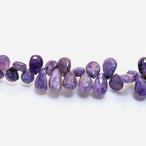 Cuentas de Charoita AAA+ de 6x10mm-9x14mm, Facetadas, en Forma de Pera, Cuentas Sueltas de Piedras Preciosas Semipreciosas de Charoita Natural de Color Morado para Joyería - Product Image 1