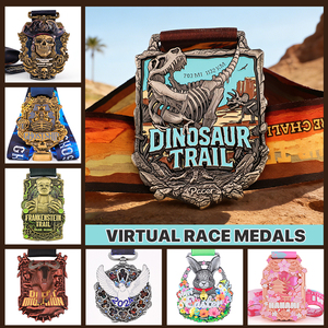 เหรียญรางวัลวิ่งมาราธอนเสมือนจริง 3 มิติ แบบกำหนดเอง ลายป่า 10 กิโลเมตร พร้อมริบบิ้น สำหรับนักกีฬาวิ่งเทรล - Product Image 2