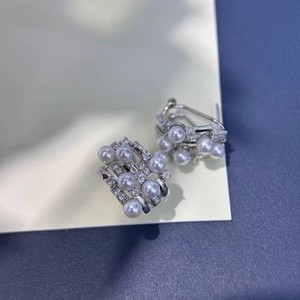 9351DIY Pearl Accessories S925 Silver Set Empty Support Multi-Pearl Ring & Earring Accessories Fashionable Silver Jewelry - Product Image 3