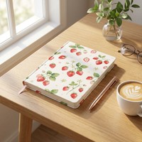Carnet à couverture rigide avec motif floral et imprimé de fruits, marque-page en ruban, carnet de croquis, journal intime pour adolescente