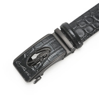 Ceinture en cuir véritable à motif crocodile haut de gamme pour hommes, ceinture automatique en alliage, style épais, décontractée, pour hommes d'âge moyen et jeunes