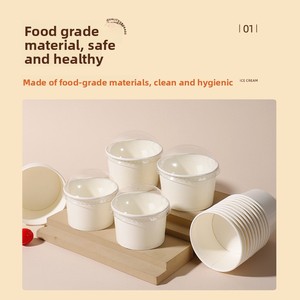 Gobelets en papier jetables pour crème glacée avec couvercles personnalisés, vente en gros, usage commercial, parfaits pour les cônes <span class=keywords><strong>de</strong></span> neige, les yaourts mélangés, les desserts - Product Image 3