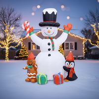 Prix Usine Innovation Bonhomme de Neige Gonflable LED 1,8M en Polyester Réutilisable Accessoire Amusant Lumineux pour Jardin Nocturne