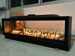 Chimenea <span class=keywords><strong>de</strong></span> <span class=keywords><strong>Gas</strong></span> Inteligente Moderna Personalizada <span class=keywords><strong>de</strong></span> 2 y 3 Lados con Inserto <span class=keywords><strong>de</strong></span> Acero y Control Remoto para Uso en Interiores en Salas <span class=keywords><strong>de</strong></span> Estar y Villas - Product Image 2