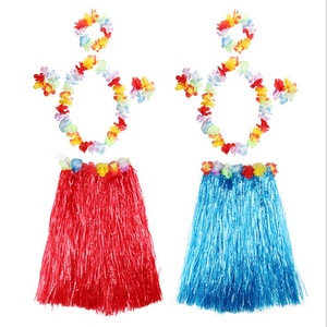 Jupe en herbe élastique de <span class=keywords><strong>danseuse</strong></span> <span class=keywords><strong>hawaïenne</strong></span> Hula avec ensemble de costume fleuri - Product Image 2