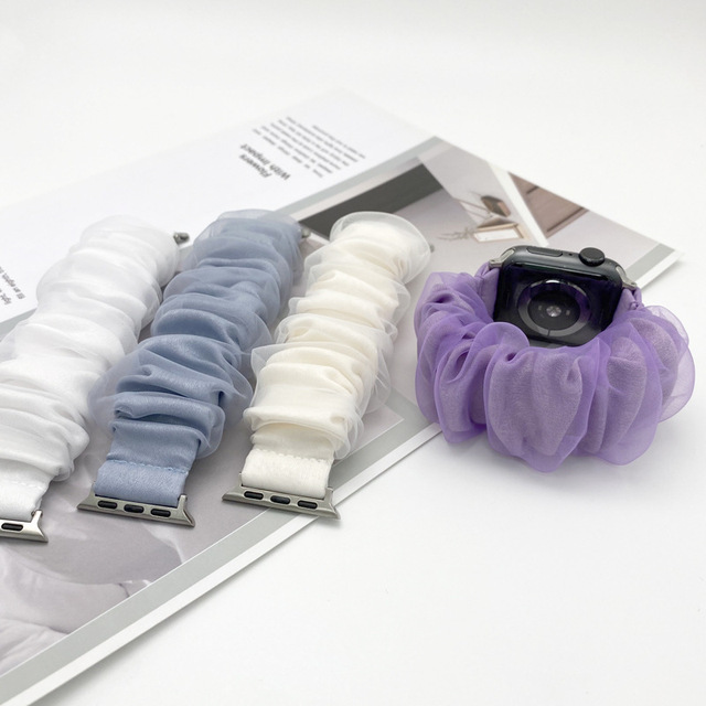IVANHOE Summer Scrunchie Strap for Apple Watch Band 44mm 40mm ultra 49mm Organza Bracelet Iwatch 5 4 3 SE 6 7 8 45mm 41mm