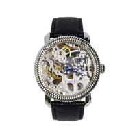 Montre mécanique automatique en cuir pour homme, luxe, fantaisie, OEM, 2022, transparente, ajourée, logo personnalisé, squelette