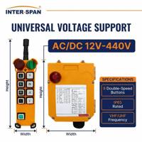 Télécommande radio industrielle sans fil INTER-SPAN F24-8S/F24-8D 315 MHz à vitesse unique pour grue, palan et pont roulant