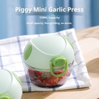 Mini hachoir à ail multifonctionnel avec design tête de cochon et 3 lames, hachoir manuel pour diverses noix et fruits G26-277