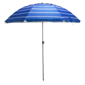 高品质条纹通风遮阳伞防风银涂层倾斜沙滩伞