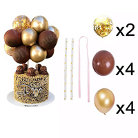 Nouveau kit de décoration de gâteau en or métallique avec confettis et ballons, pics décoratifs pour table de desserts, décorations de gâteaux en gros pour fêtes