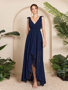 Vestido de Noche Largo hasta el Suelo con Apliques de Cuentas de Chifón, Manga Media, Estilo Fiesta, Transpirable para Verano - Product Image 6