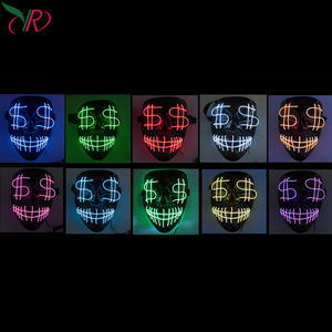 Máscara de Ojos con Luz Fría LED, Diseño de Dólar Estadounidense, Creativa para Bodas y Fiestas, Máscara de Fantasma con Boca Abierta, Máscara Luminosa para Halloween <span class=keywords><strong>2021</strong></span> - Product Image 3