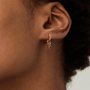 Pendientes Canner Single S925 de Plata de Ley con Diamantes Desmontables y Patrón de Flamenco, Colibrí y Rayo, Combinables con Todo - Product Image 2