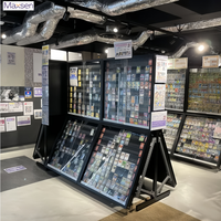 Maxsen Présentoir de Comptoir Autonome à 2 Niveaux avec Éclairage LED pour Cartes de Jeu, Panneaux de 5 mm, Surface Électrolytique Americana