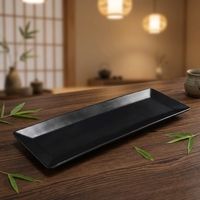 Ensemble d'assiettes à sushi en mélamine de style japonais, assiette à sauce incassable pour restaurant, assiette à apéritif, assiette rectangulaire noire pour servir le sushi