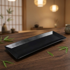 Set di Piatti per Sushi in Melamina Stile Giapponese, <span class=keywords><strong>Piatto</strong></span> per Salse Infrangibile per Ristorante, <span class=keywords><strong>Piatto</strong></span> per Antipasti, <span class=keywords><strong>Piatto</strong></span> Rettangolare Nero per Servire Sushi - Product Image 3
