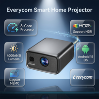 Projecteur 4000 ANSI Lumens Natif 1080P 4K Android 15 Projecteur Vidéo LED LCD 1080P 4K