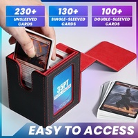 Caja de Almacenamiento de Cartas Coleccionables Juzi Premium de Cuero PU, Duradera, Gran Capacidad, con Ventanas de Visualización para Juegos de Mesa