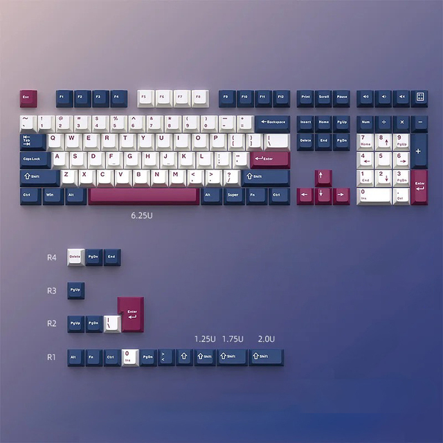 Mecha Keycap Cherry Profile 126Keys Doubleshot for MX Type Switch Gaming Mechanical Keyboard Office Games