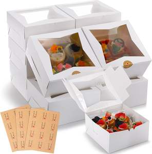 Boîtes à gâteaux blanches pour la Saint-Valentin avec fenêtre, boîtes à biscuits, boîtes à pâtisserie avec autocollants pour <span class=keywords><strong>donuts</strong></span>, tartes, desserts, muffins, pâtisseries - Product Image 6