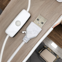 Câble d'extension d'alimentation USB 5V de haute qualité avec interrupteur à bouton-poussoir 501 pour fils étamés ouverts, idéal pour bande lumineuse LED de Noël et lampe
