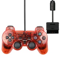 Manette de jeu filaire transparente PS2 avec vibration, prix bas, vente chaude