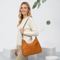 Grand sac à bandoulière hobo en cuir véritable pour femme, style vintage, sac à main souple en forme de croissant, fermeture éclair, résistant à l'eau, sangle réglable