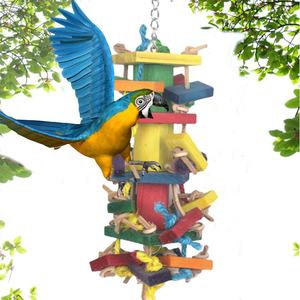 Juguete Colgante de Madera Multicolor Natural para Loros, Aves y Maracas, con Cuerda de Cuero y Bloques de Madera, Juguete Columpio para Masticar - ¡Venta Caliente! - Product Image 1