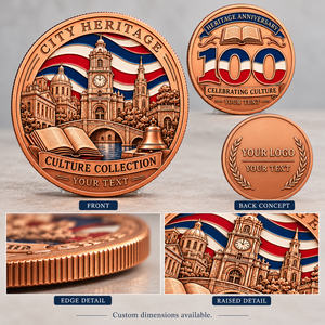 Pièces de monnaie commémoratives personnalisées avec relief en relief pour le 100e anniversaire, cadeaux de musée et collections de souvenirs OEM ODM - Product Image 3