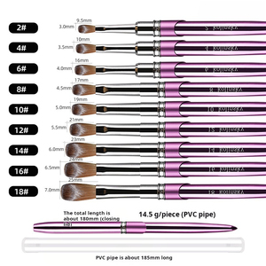 Pinceau à ongles en acrylique pur Kolinsky, manche en métal doré, tête ronde plate, logo personnalisé - Product Image 4