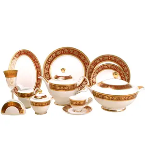 Classic german style porcelain dinner set fine china wholesale dinnerware sets with gold porcelain gold dinner set