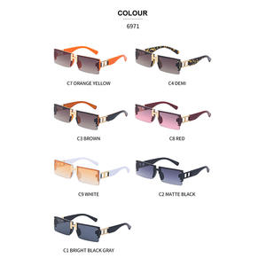 Gafas de Sol Cuadradas Personalizadas sin Marco con Bordes Biselados, Unisex, Lentes de PC Negras, Protección UV400, Estilo Instagram, Número de Pieza 6971 - Product Image 2