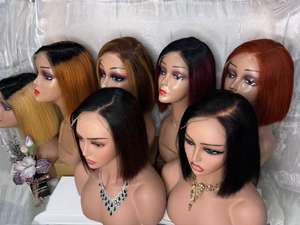 卸売 13x4 5x5 ショートボブウィッグ |   バージン人毛レースフロントコレクション |   HD透明レース - Product Image 6