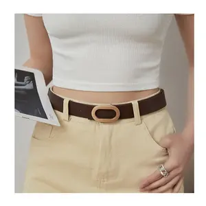Nueva llegada Vintage mujer PU cinturón elástico Jeans pantalones casuales accesorios aleación Material hebilla cintura señoras
