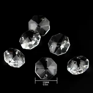 10-50毫米清除两孔水晶花削减八角珠子装饰枝形吊灯零件