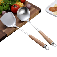 Spatule en acier inoxydable 304 pour ensemble d'ustensiles de cuisine domestiques - Écumoire, poêle à frire, cuillère à soupe - Fournitures de cuisine, acier inoxydable