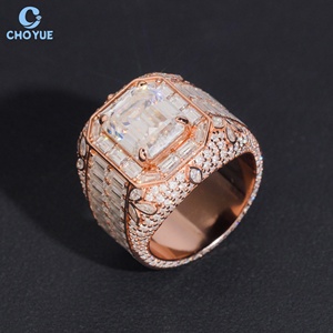 Anillo de cóctel de oro rosa para mujer, venta al por mayor directa de fábrica, con moissanita VVS de corte esmeralda y engaste pavé, joyería de lujo geométrica para fiesta - Product Image 3