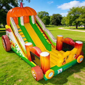 Château gonflable sur le thème de la citrouille d'Halloween avec toboggan et mur d'escalade, équipement de jeu commercial en PVC pour enfants - Product Image 1