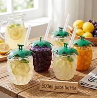 Herbruikbare 500ml BPA-vrije unisex doorzichtige drinkfles voor sap en water, schattig fruit-druivenvormig, trendy stijl, zomerfeestjes, plastic