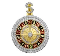 Pendentif de casino en émail noir et rouge, bijoux de mode, logo personnalisé, plaqué rhodium et or 14 carats, pendentif roue de roulette
