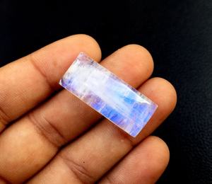 2020, venta al por mayor, fabricante genuino de alta calidad, cabujón de piedra lunar arcoíris, cuentas naturales lisas en forma de rectángulo, Color blanco - Product Image 2