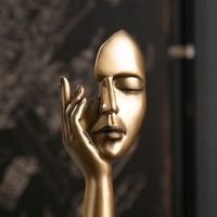 DREA Statue Abstraite en Résine, Décoration Intérieure et de Table pour Salon Bureau, Sculpture Artistique Nordique Abstrait Masque Visage