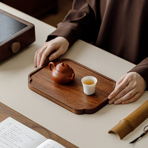 Guanlan Walnut <b>Tea</b> Tray Solid Wood Dry Brewing Teapot Holder Storage Tray For <b>Tea</b> <b>Set</b> - Product Image 1