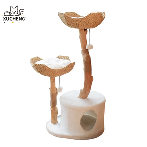 Produsen grosir rotan tenun pohon kucing rumah kayu Solid pohon kucing - Product Image 1
