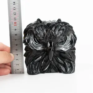 Nuevo diseño, venta al por mayor, artesanía, talla de piedra, obsidiana negra, cabeza de Azor, talla de animal para Decoración